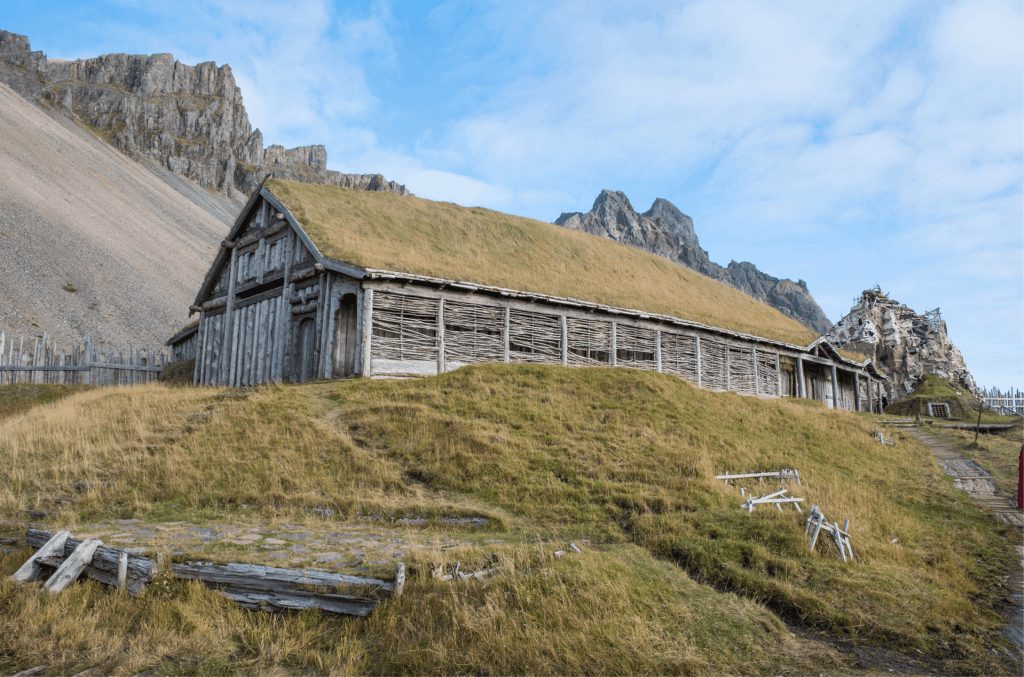 Viking longhouse in the mountains