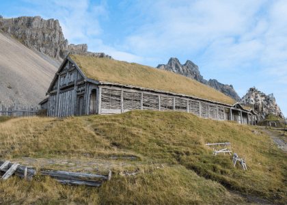 Viking longhouse in the mountains