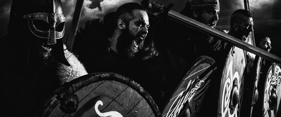 armed Viking warriors