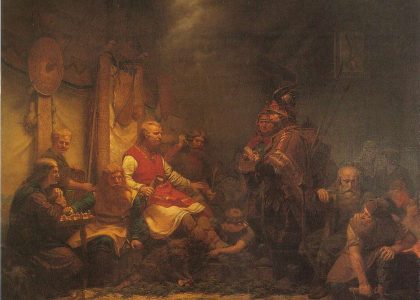 A painted interpretation of the meeting of King Aella and the sons of Viking hero Ragnar Lothbrok