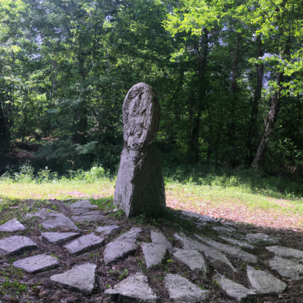 stone monument to Odin in the woods