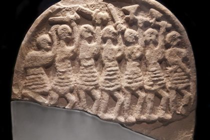 The Domesday Stone depicting the viking attack on Lindisfarne