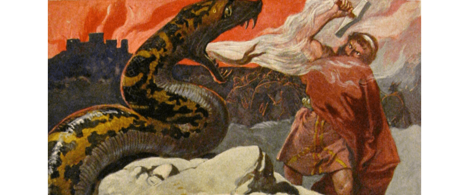 Thor vs Midgarsormr: one depiction of Vikings and Dragons