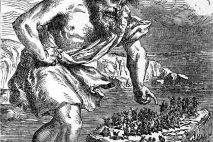 The giant Suttungr confronts dwarves