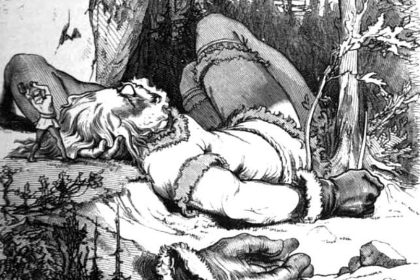 Thor and the sleeping Skrymir, a large man