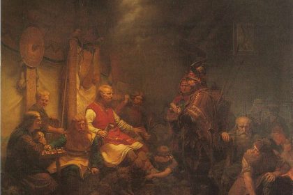 A painted interpretation of the meeting of King Aella and the sons of Viking hero Ragnar Lothbrok