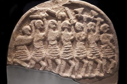The Domesday Stone depicting the viking attack on Lindisfarne