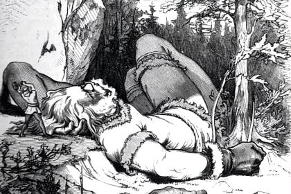 Thor and the sleeping Skrymir, a large man