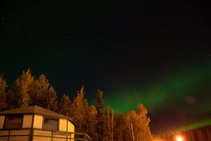 Green and purple northern lights over Fairbanks, Alaska