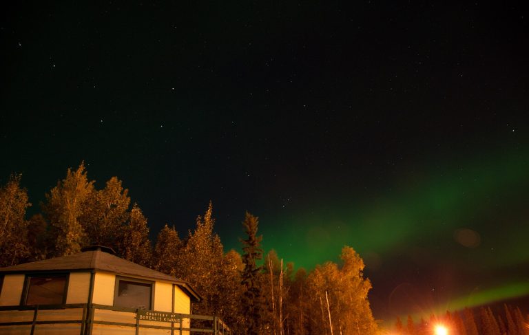 Green and purple northern lights over Fairbanks, Alaska