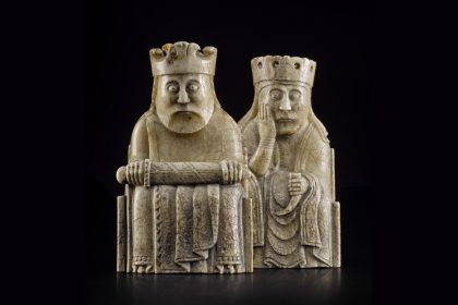 Walrus-ivory chess pieces from the Lewis hoard, carved in the Norse world in the 1100s and found on the Isle of Lewis, Scotland