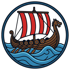 Longship Emblem (color), original Viking artwork from Asgard Alaska (Ships & Sea)