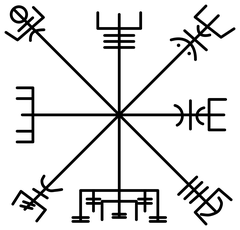 Vegvísir, as in the Huld Manuscript, original Viking artwork from Asgard Alaska (Symbols)